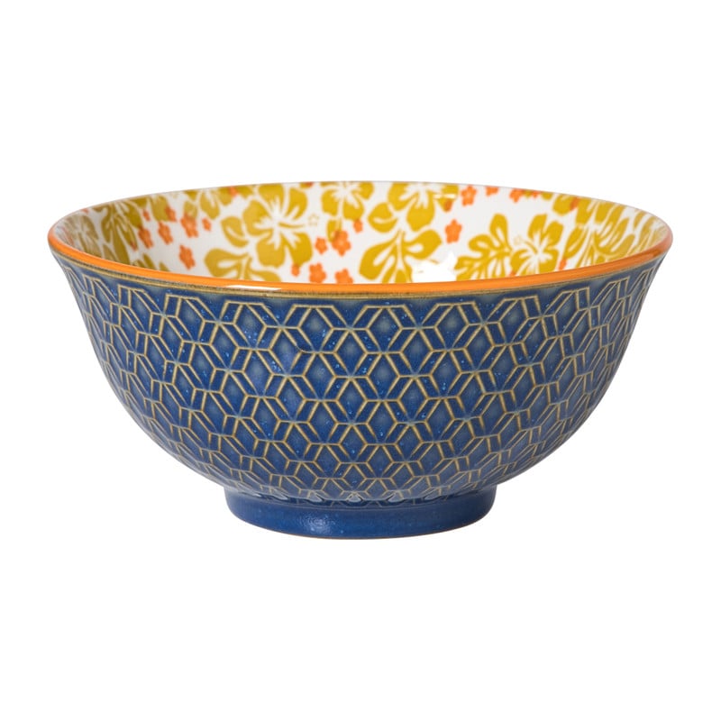 Xenos Schaaltje Anouk groot - blauw/geel - ø15.5x7 cm