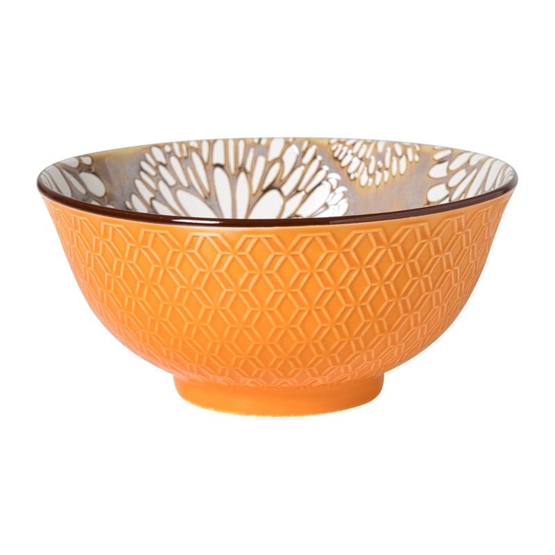 Xenos Schaaltje Alise groot - oranje/groen - ø15.5x7 cm