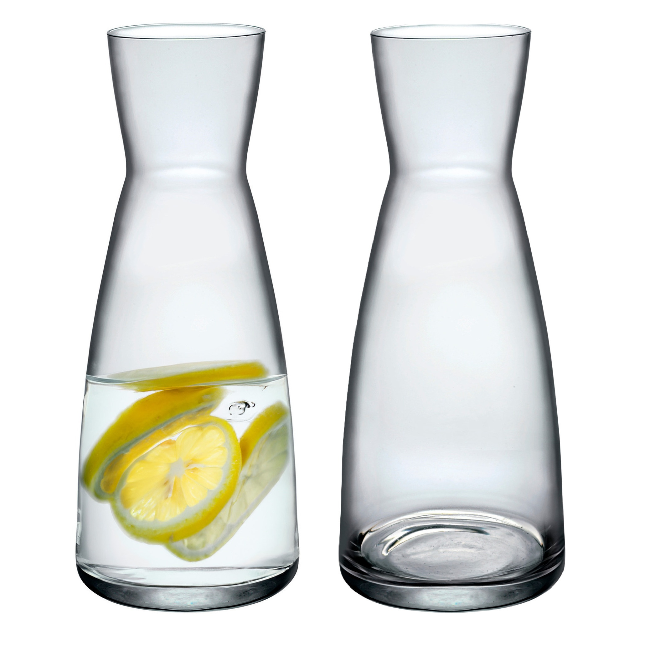 Bormioli Rocco Drank/water karaf of kleine vaas - 2x - glas - transparant - D8 cm x H20 cm - 500 ML -