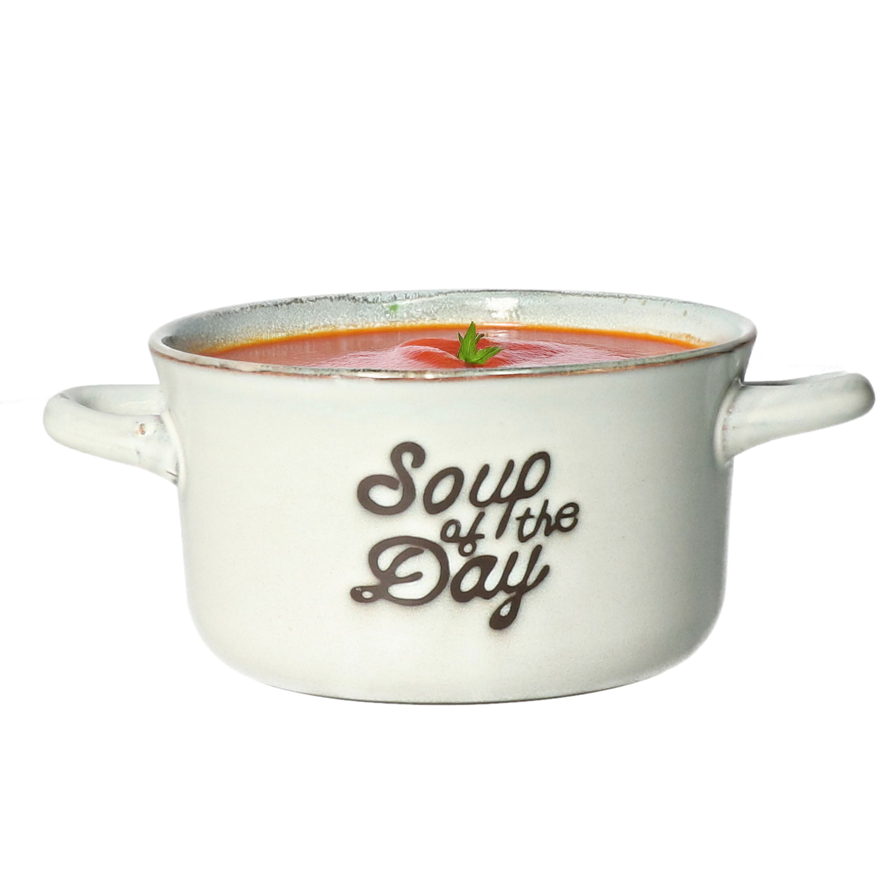 Excellent Houseware Soepkommen/serveer schaaltjes - 1x - met oor - porselein - 500ml - beige/blauw -