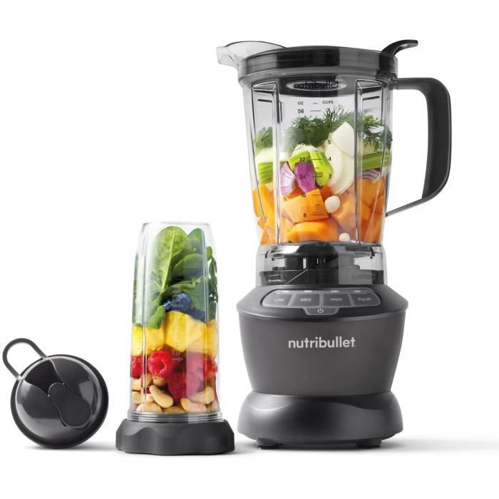 You do it Blender - NUTRIBULLET Combo - NBF500DG - 1200 Watt - Kan 1.65L - 2 bekers en 2 reisdeksels inbegrepen - Zwart - BPA-vrij zwart
