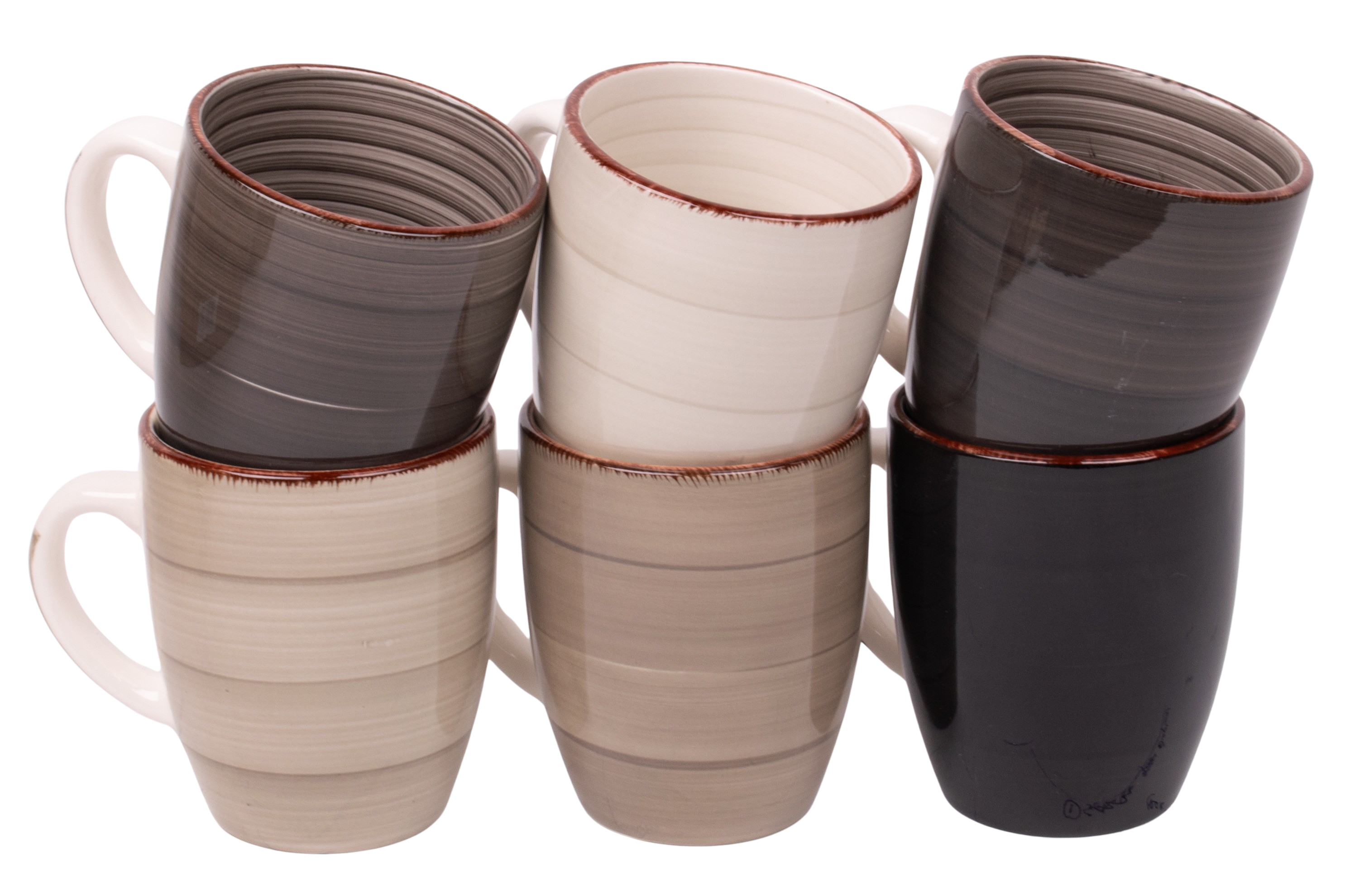 Kade 171 Grote industriële koffiekopjes met oor - Set van 6 - 340 ML - allen unieke kleur - koffiemok - cappuccinomok