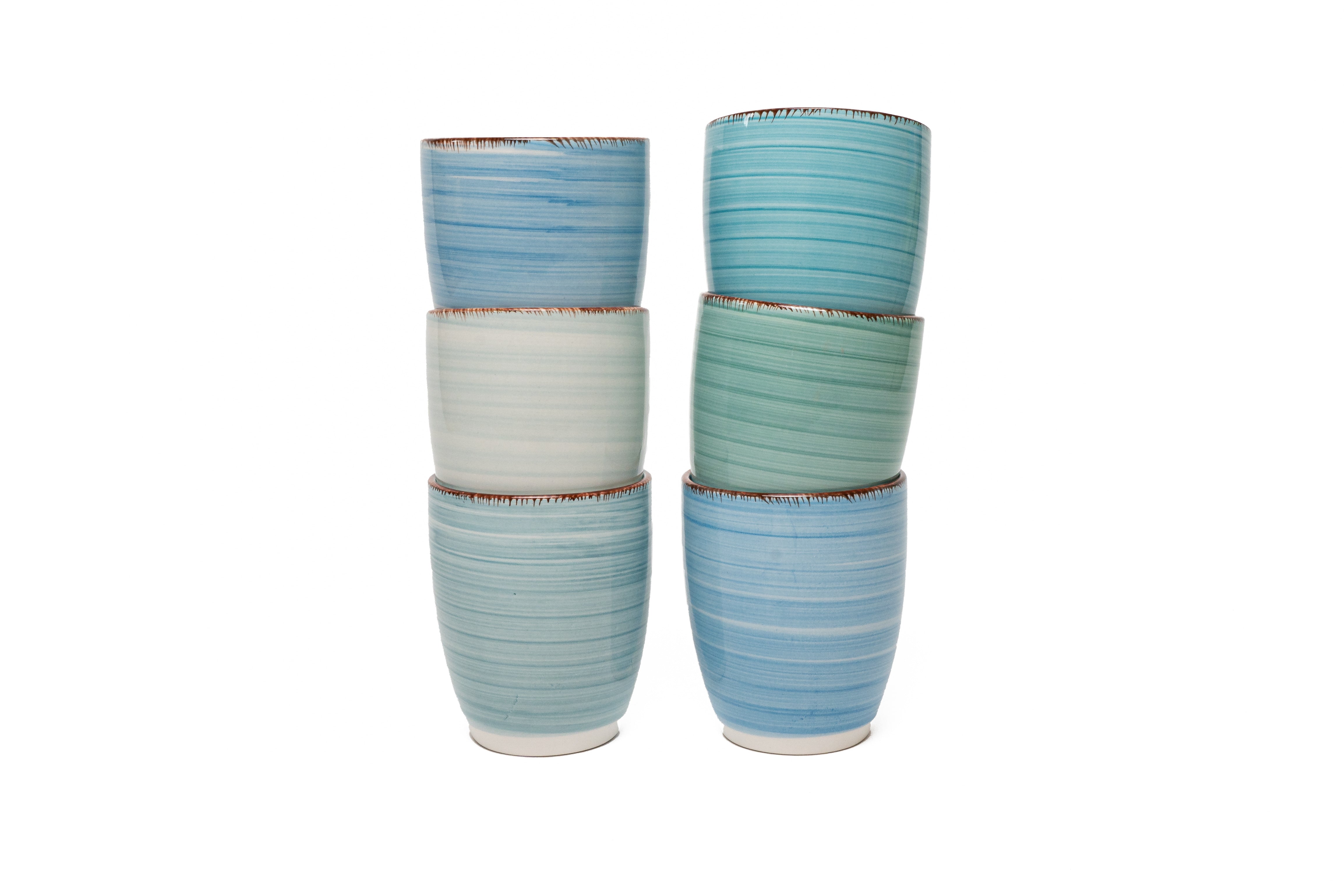 Kade 171 Set van 6 koffiekopjes - 340 ML - blauw - allen unieke kleur - koffiemok - cappuccinomok - ocean blue - 