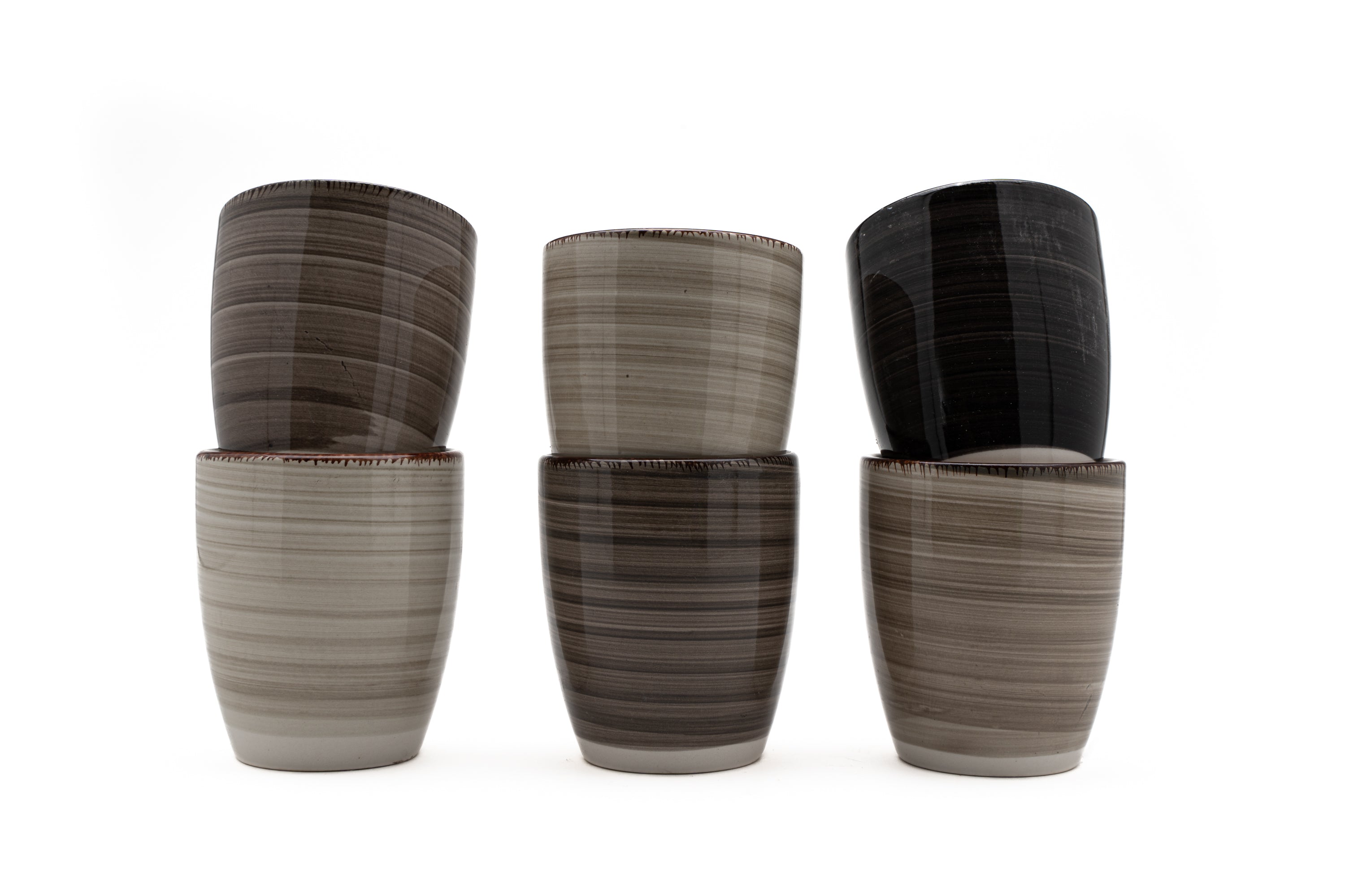 Kade 171  Koffiekopjes - Set van 6 - 160ML - allen unieke kleur - koffiemok - espresso mok - industrieel grijs/zwart