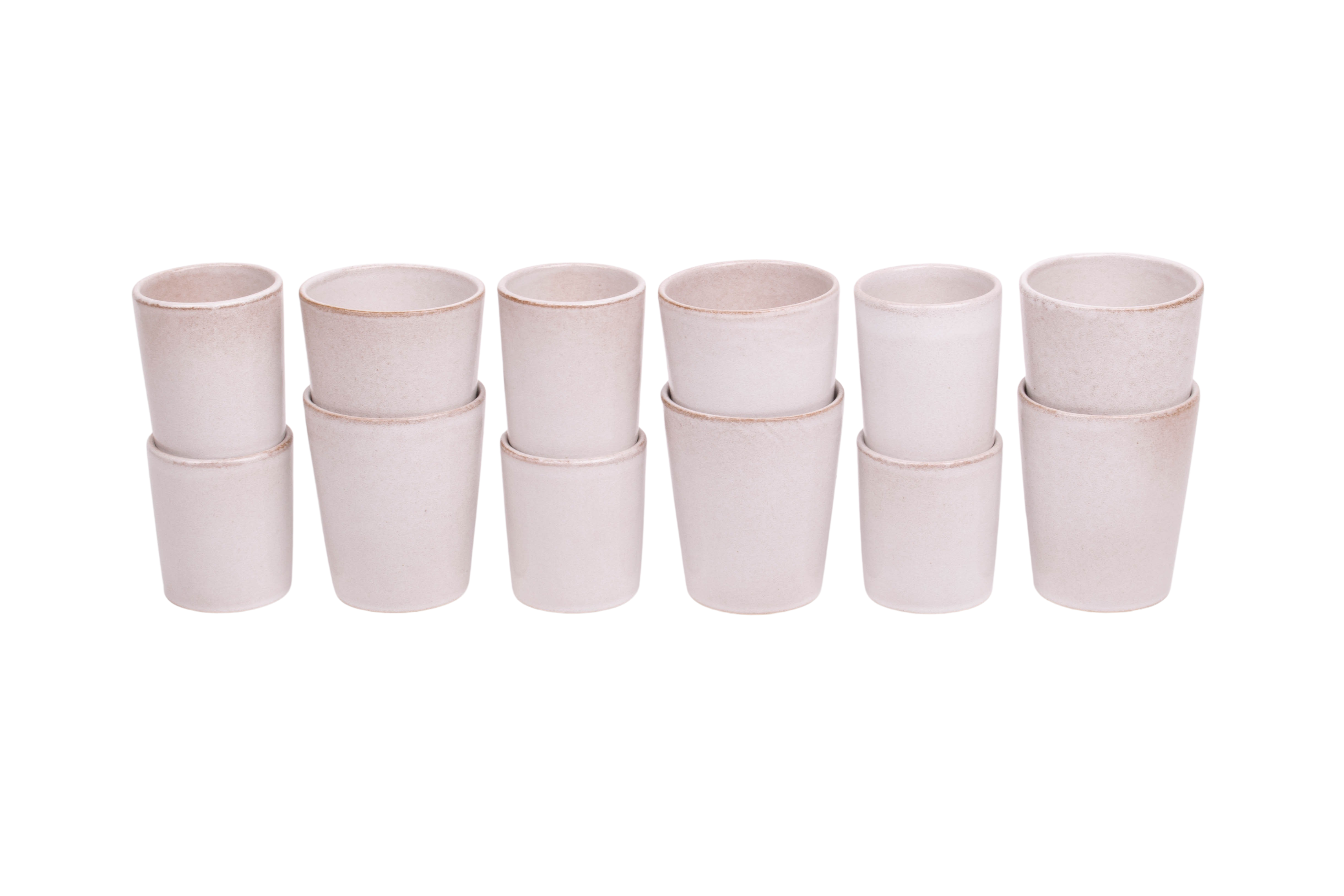 Kade 171 Koffiekopjes set van 12 - 150 ml en 250 ml - 6 persoons - Lissabon -wit met bruin spikkel - Portugees stoneware