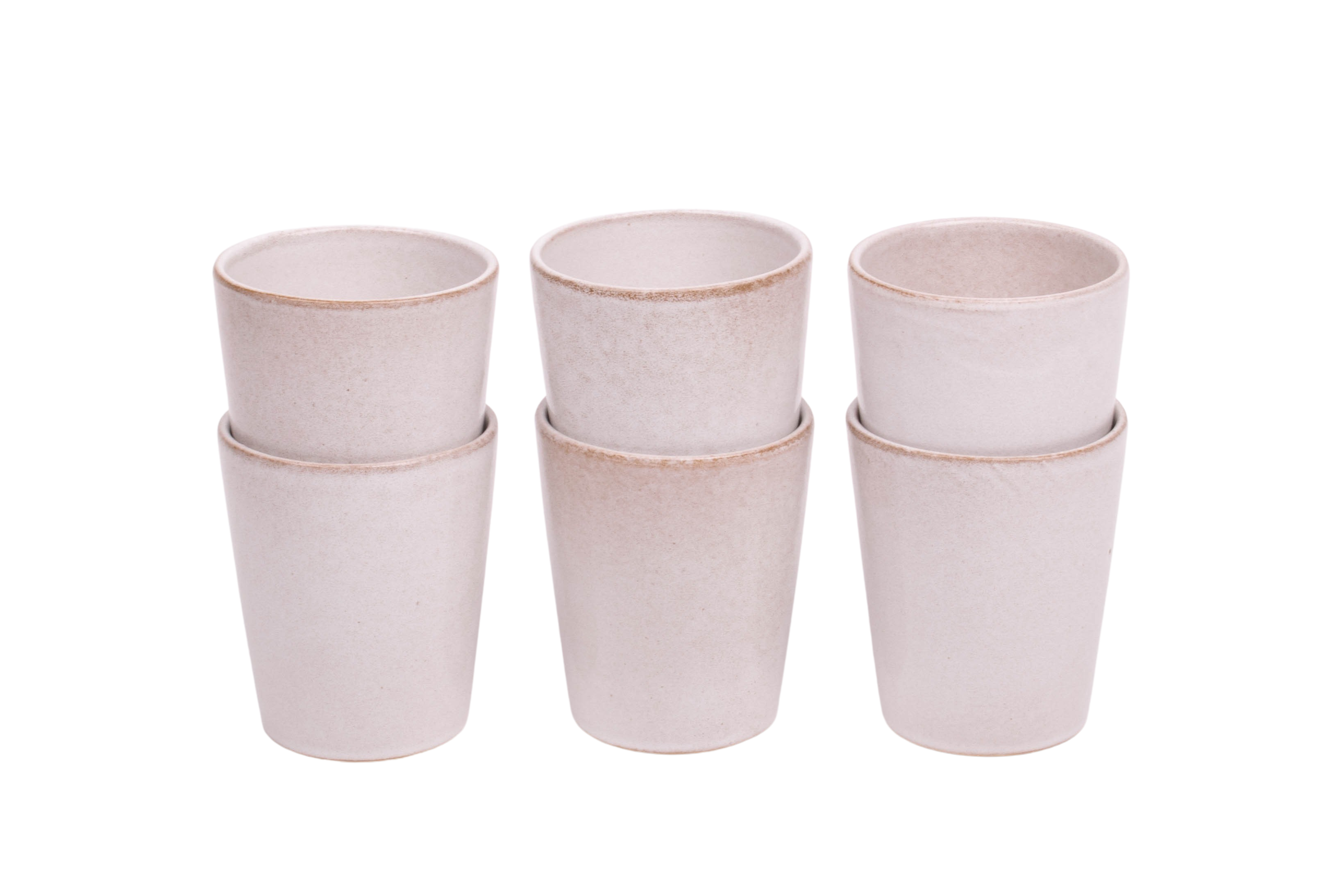 Kade 171 Koffiekopjes set van 6 - 250 ml - 6 persoons - Lissabon - Wit met bruine spikkel - Portugees stoneware
