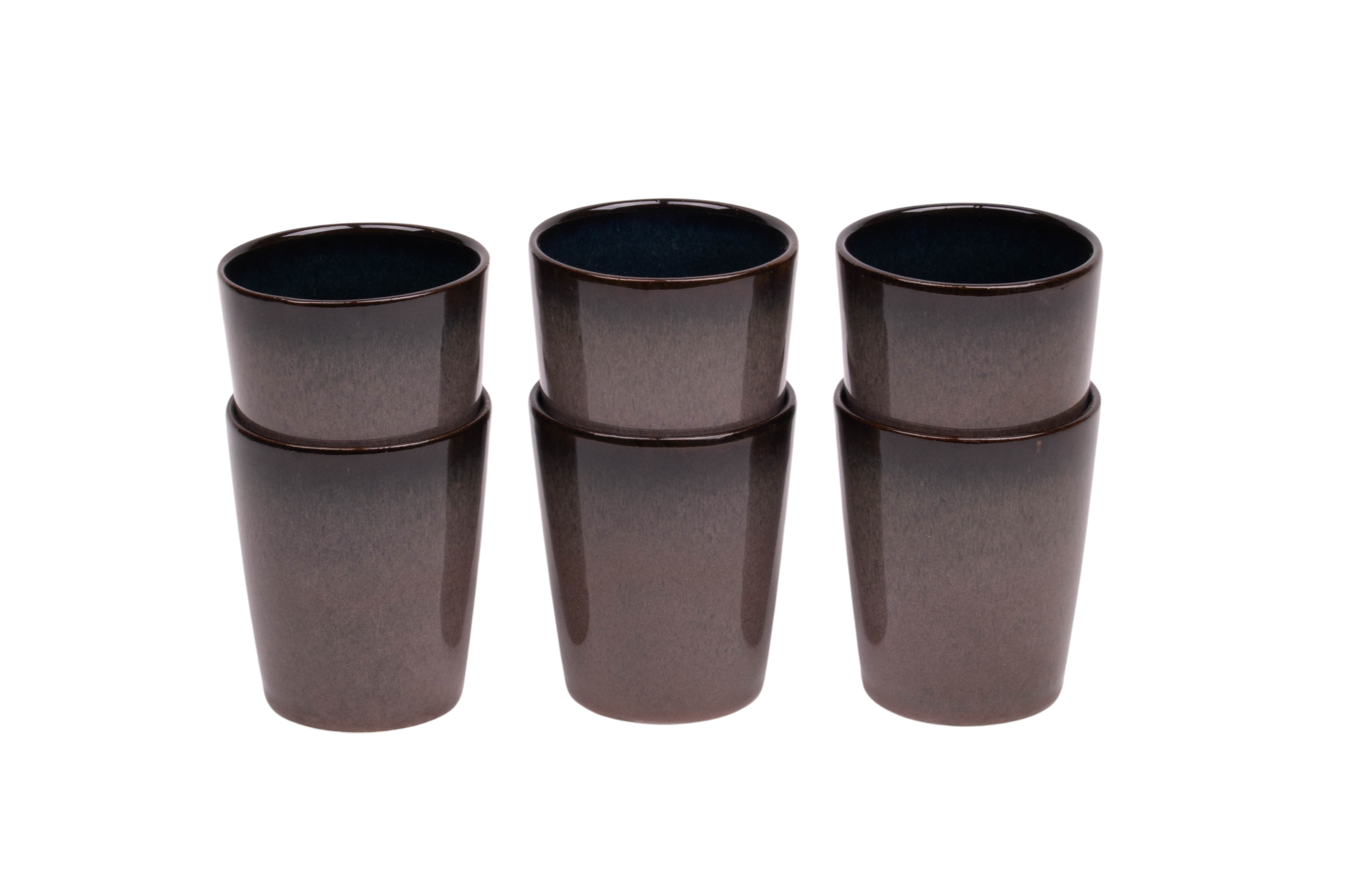 Kade 171 Koffiekopjes set van 6 - 250 ml - 6 persoons - Vila Nova - roze met blauw - Portugees stoneware
