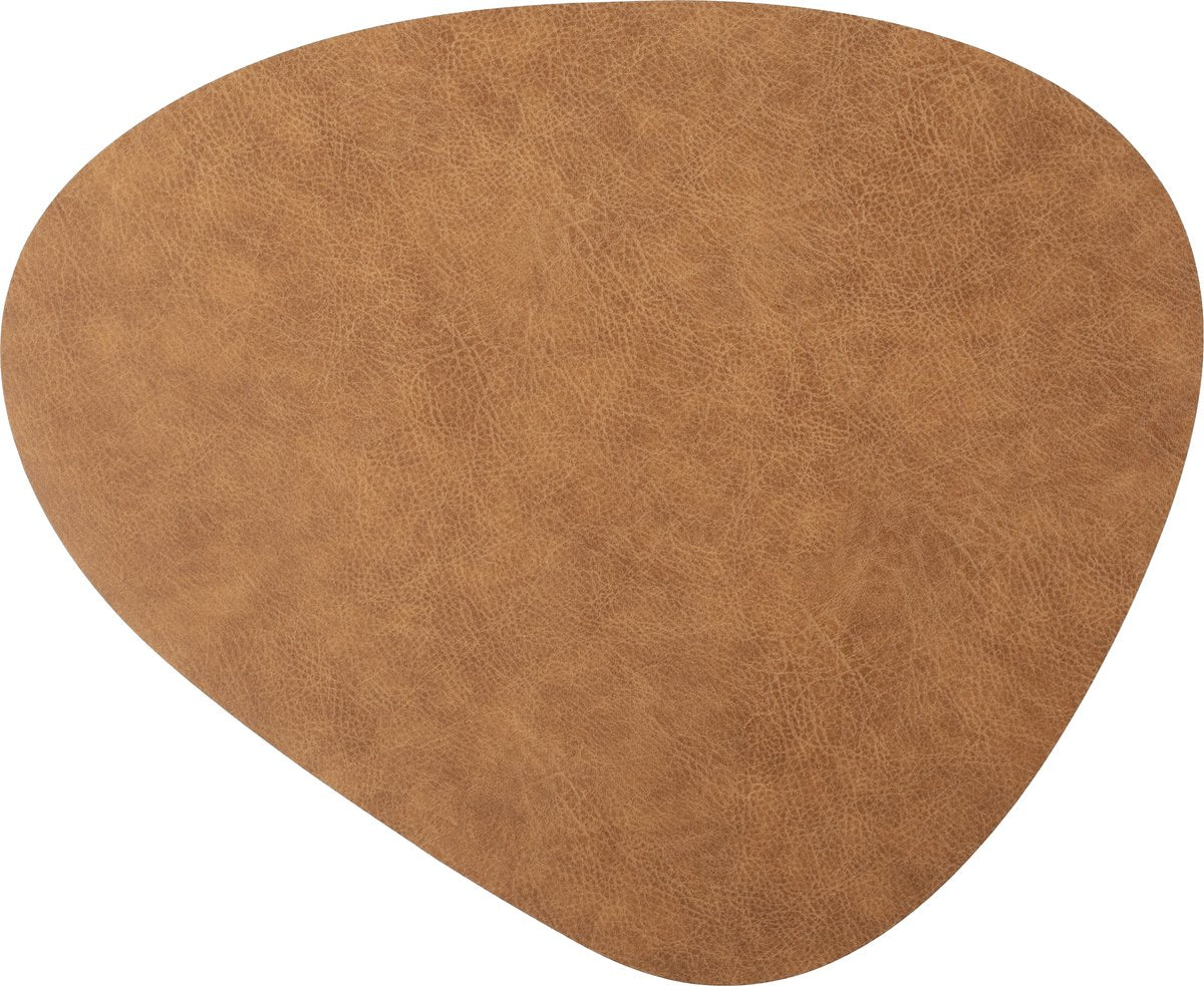 Kade 171 Luxe placemats lederlook - Eivormig - 6 stuks - bruin - 44 x 37 cm - leer - leatherlook placemat