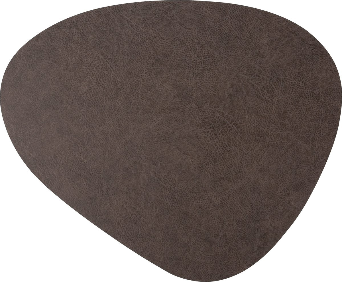 Kade 171 Luxe placemats lederlook - Eivormig - 6 stuks - donkerbruin - 44 x 37 cm - leer - leatherlook placemat