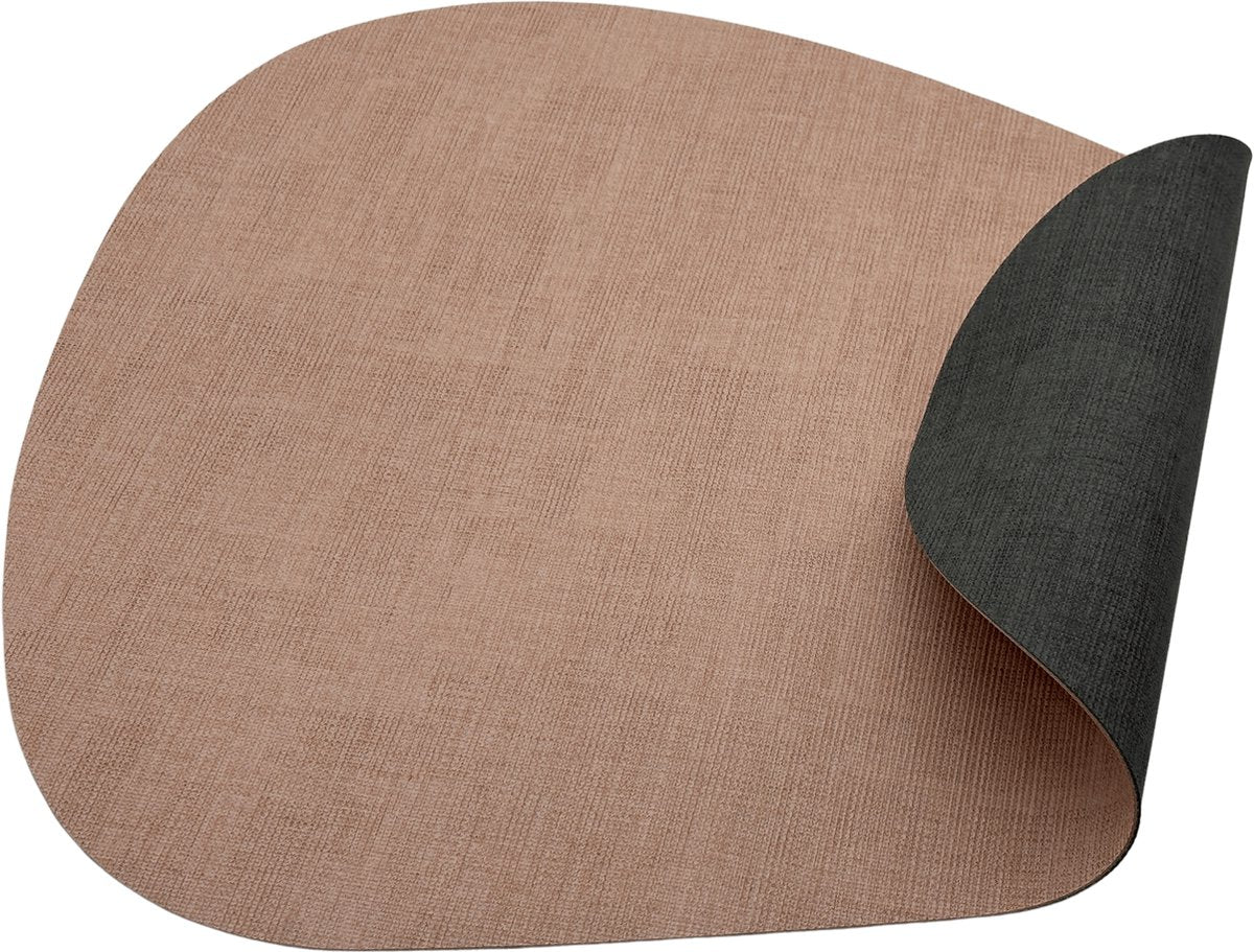 Kade 171 Luxe placemats lederlook - Eivormig - 6 stuks - Dubbelzijdig: roze en grijs - 44 x 37 cm - leer - leatherlook placemat