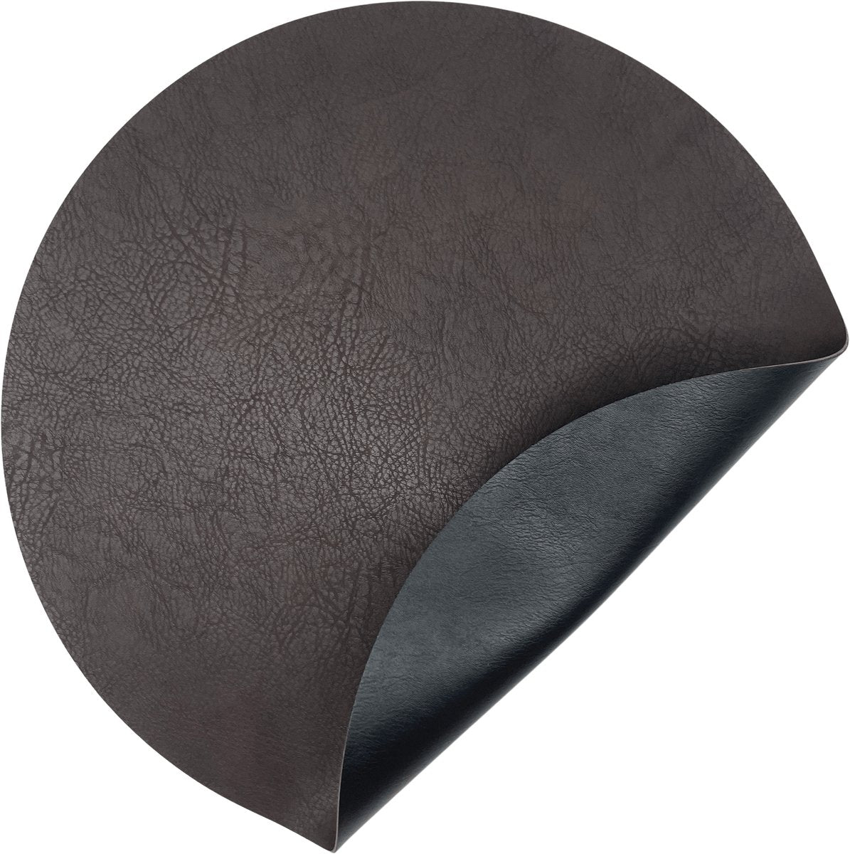 Kade 171 Luxe placemats lederlook - 6 stuks - donkerbruin - rond - 38 cm - leer - leatherlook placemat