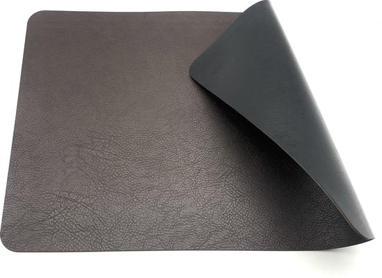 Kade 171  Luxe placemats lederlook - 6 stuks - donkerbruin - rechthoekig - 45 x 30 cm