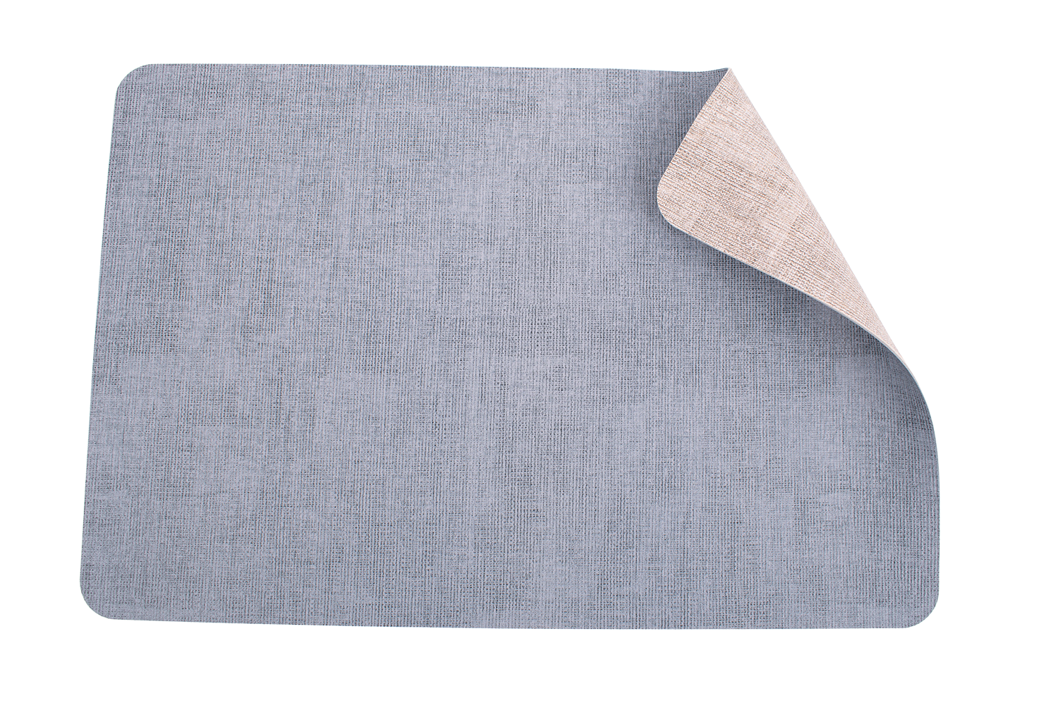 Kade 171 Luxe placemats lederlook - 6 stuks - dubbelzijdig blauw/grijs - rechthoekig - 45 x 30 cm - leer - leatherlook placemat