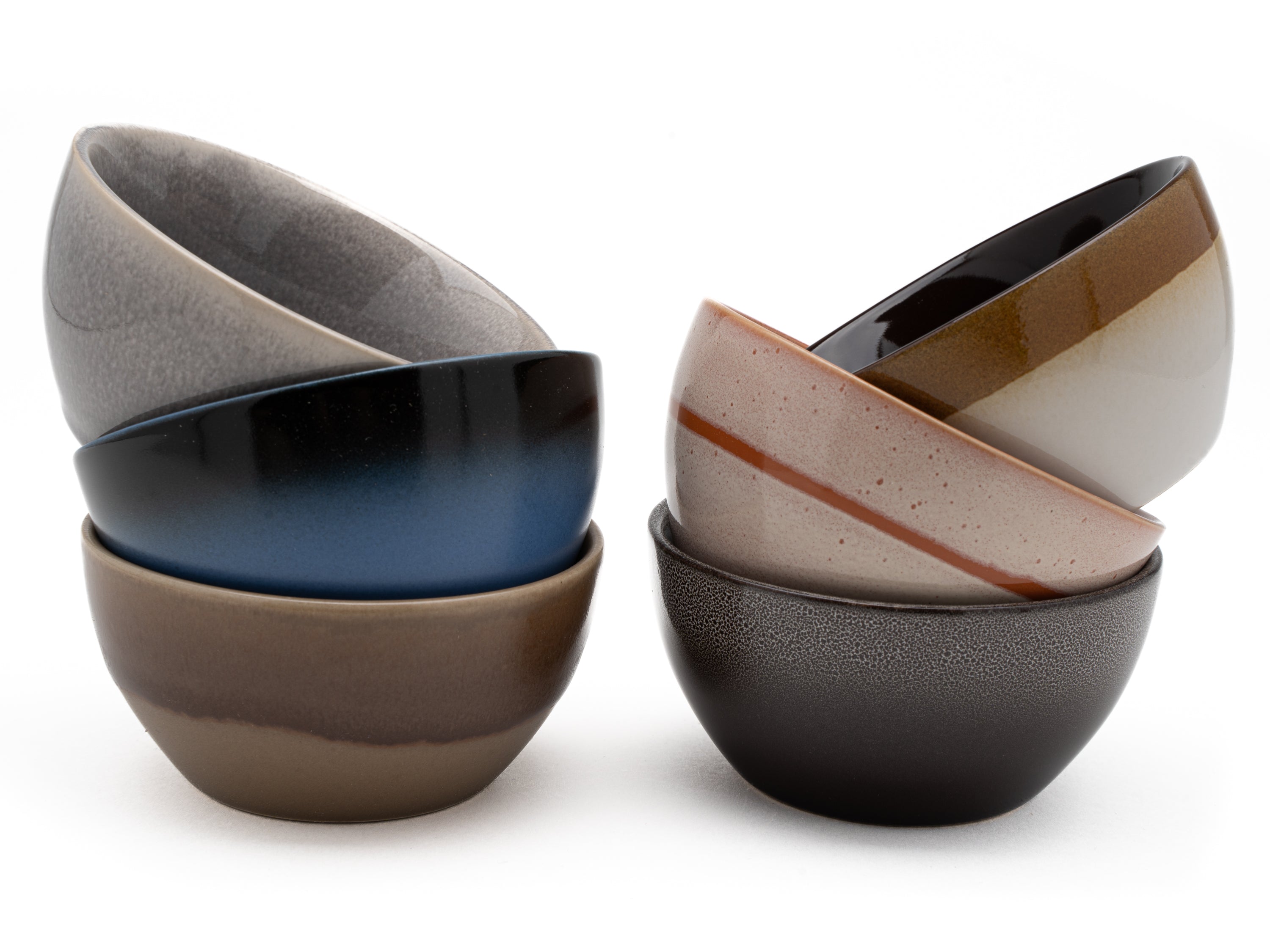 Kade 171 Set van 6 schaaltjes rond - 14 * 8 cm - meerkleurig - 6 personen - aardewerk - Earth style -  - schaaltjes - hip en trendy