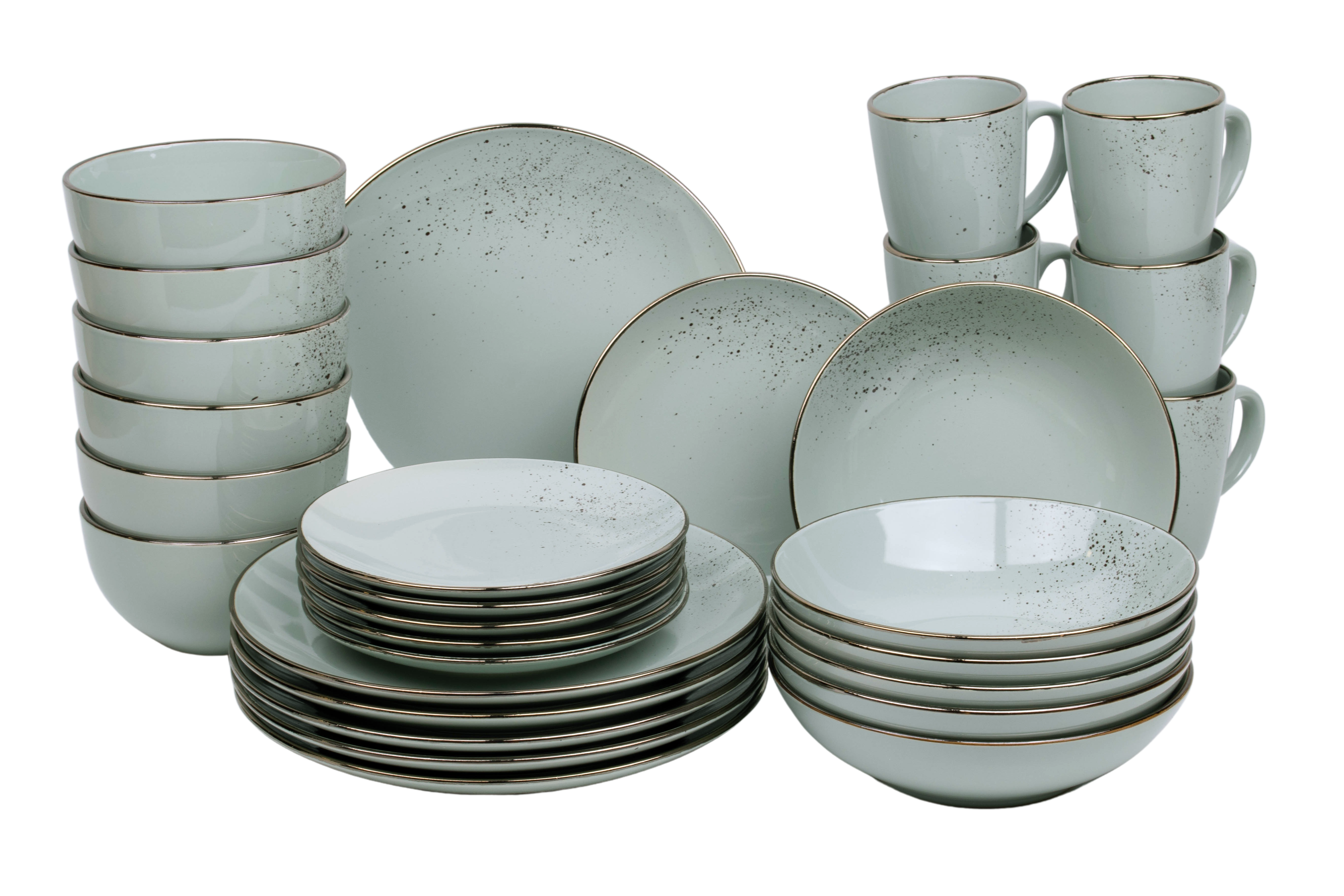 Kade 171 30 delige serviesset - 6 persoons - blauw - groen - turquoise - aardewerk - Luca style -  serviessets- hip en trendy