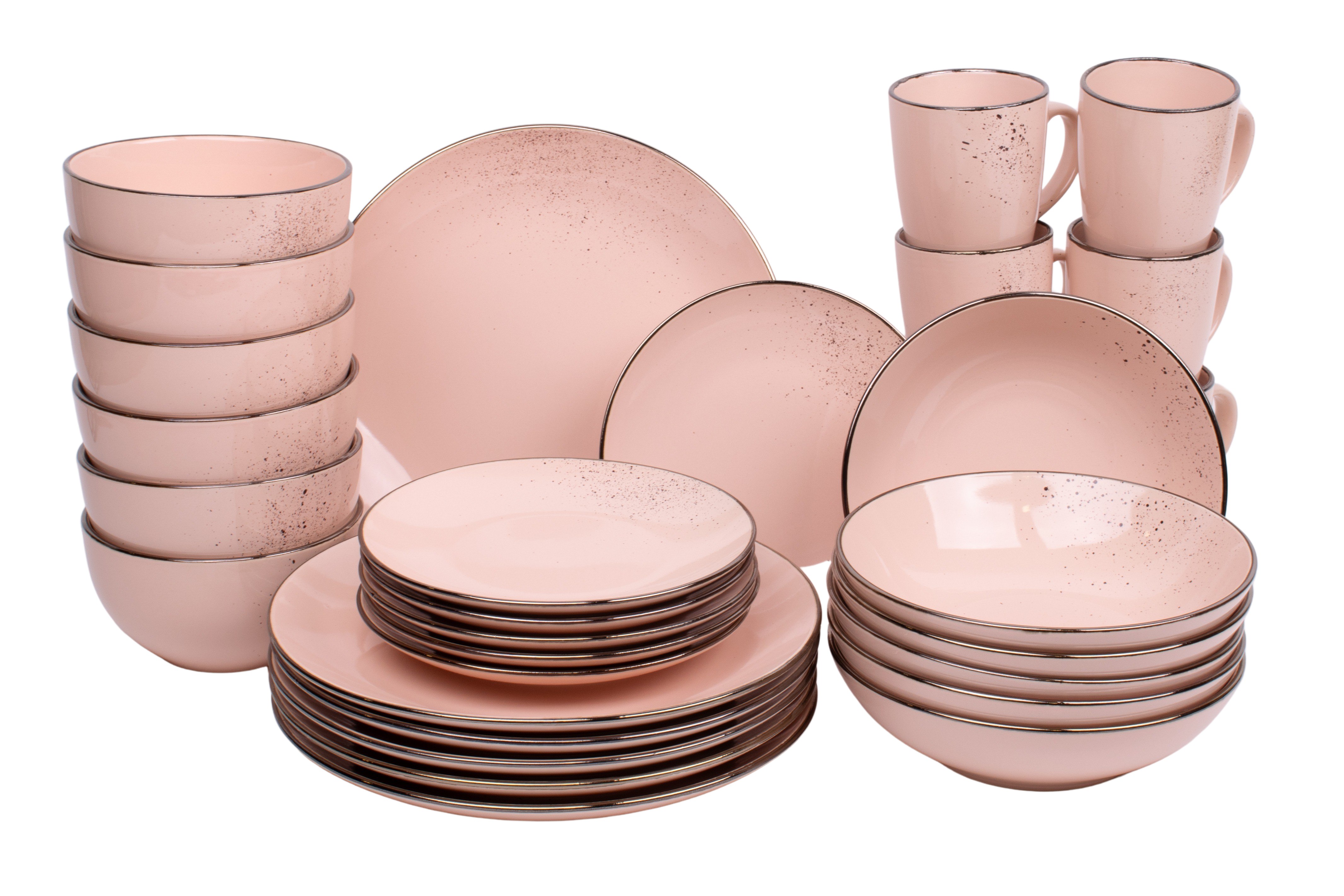 Kade 171 30 delige serviesset - 6 persoons - roze - aardewerk - Luca style -  serviessets- hip en trendy