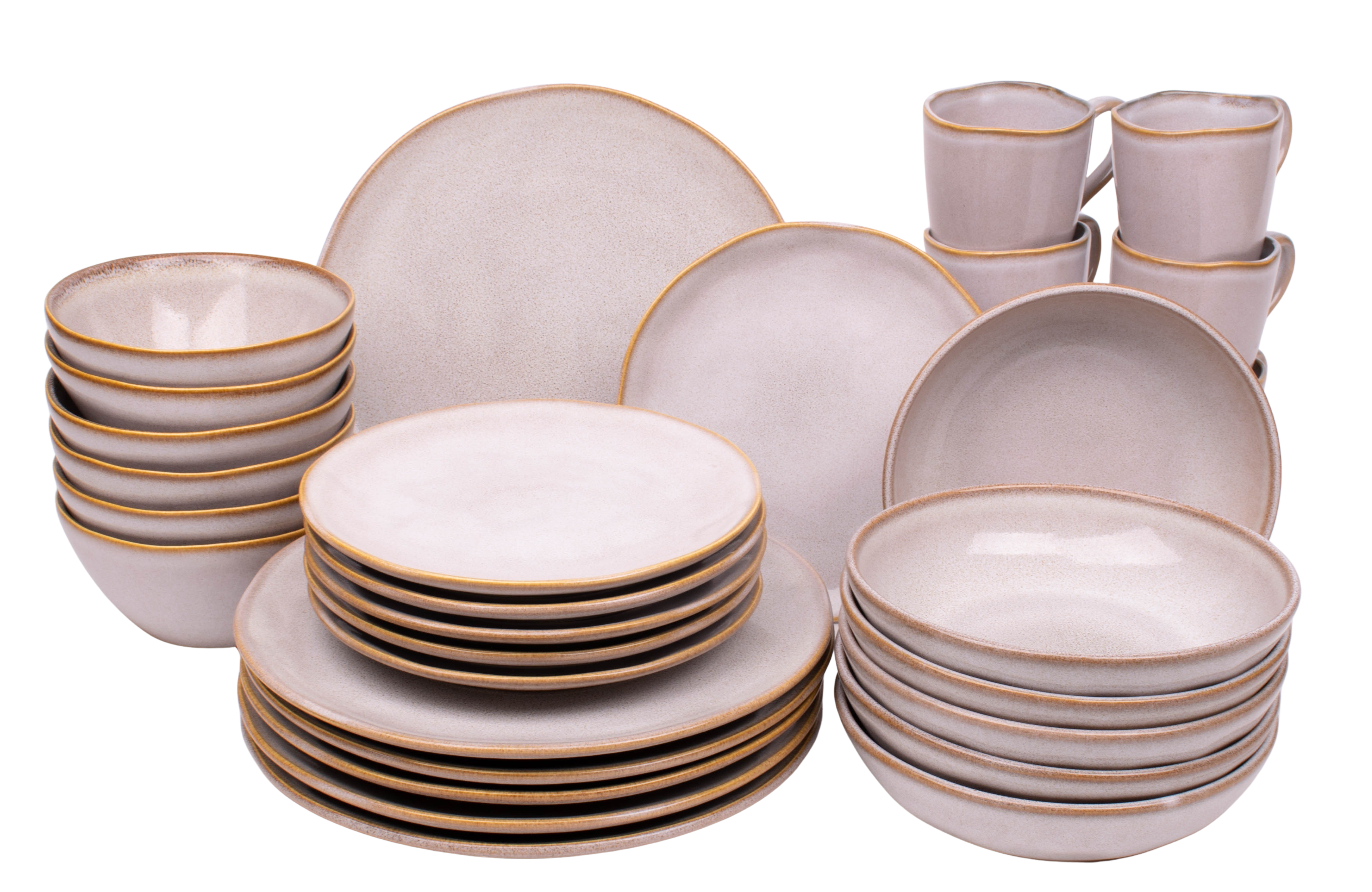 Kade 171 30 delige serviesset - 6 personen - Lagos - wit met bruine spikkel - Portugees stoneware