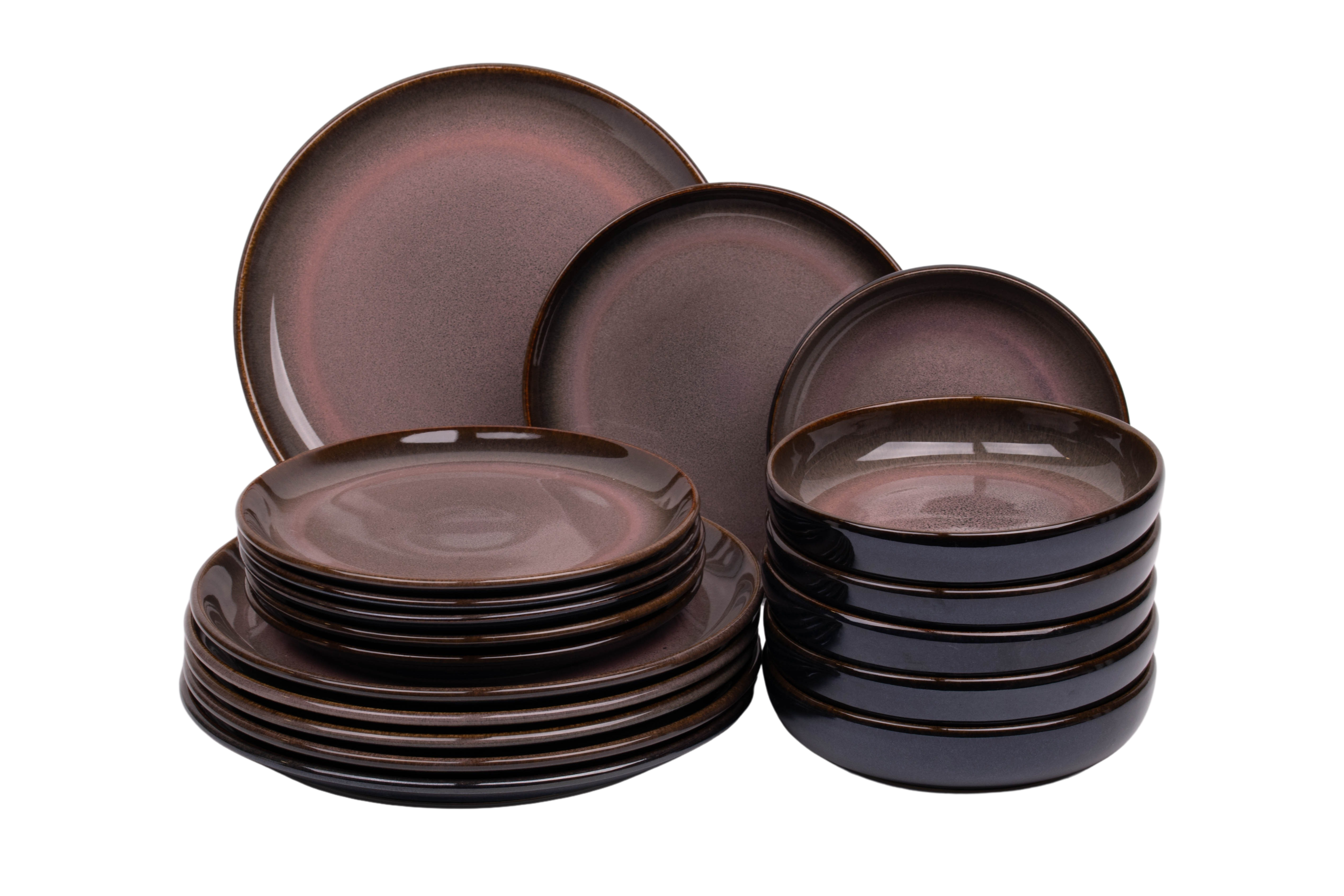 Kade 171 18 delige serviesset - 6 persoons - Vila Nova - blauw met roze - normale rand - Portugees stoneware