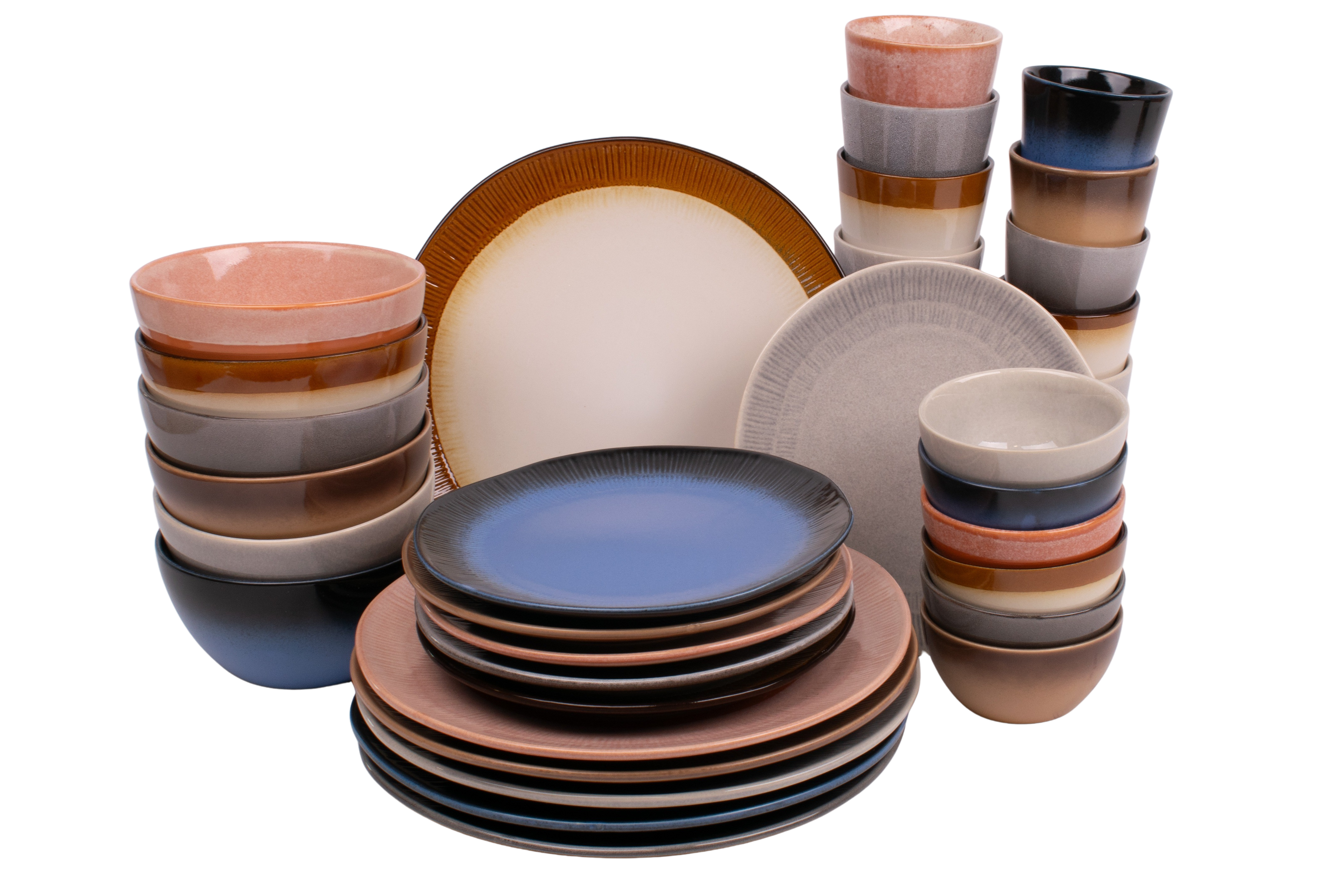 Kade 171 36 delige serviesset 6 persoons - meerkleurig - aardewerk - Earth style serviessets -  - hip en trendy