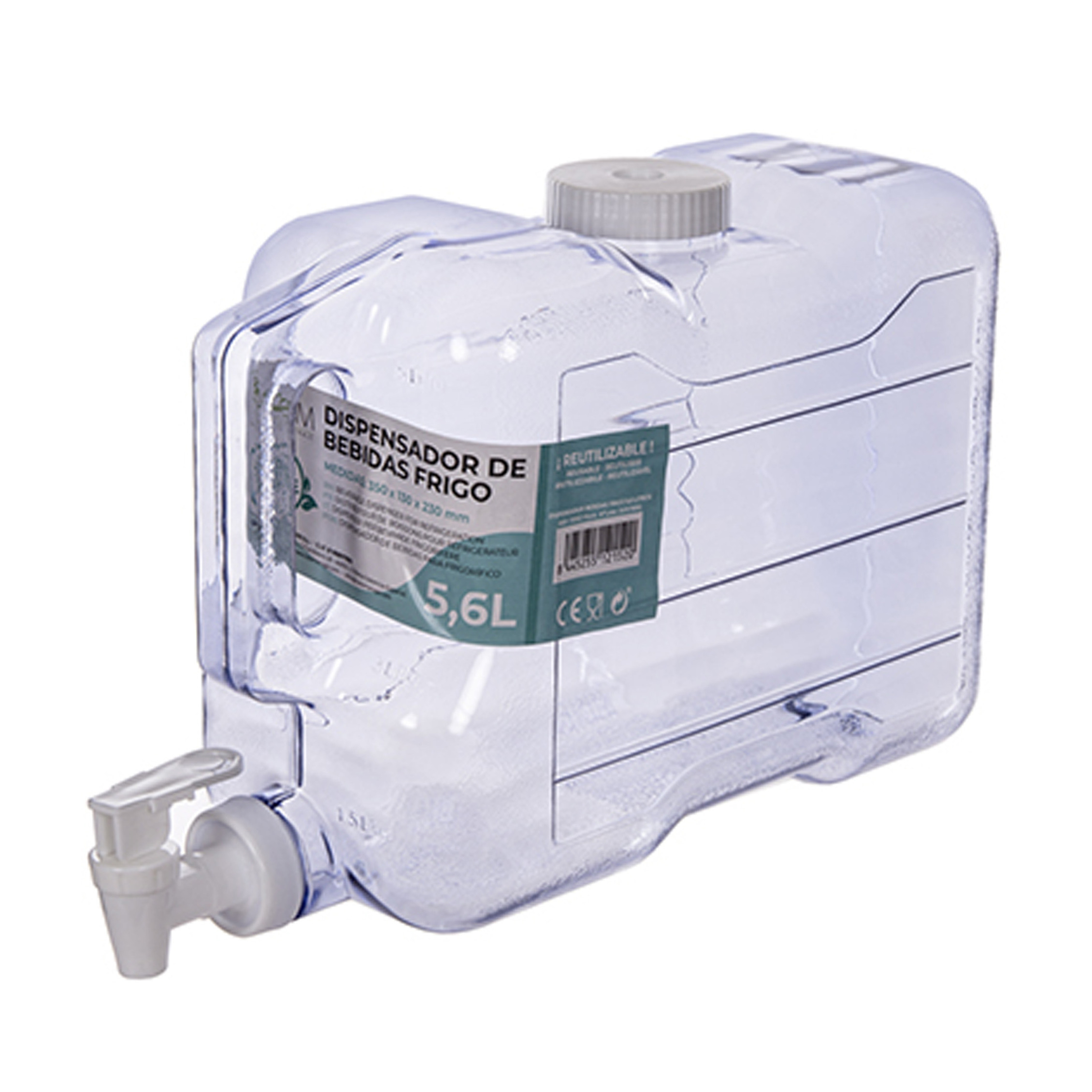 CM Drank/water/limonade dispenser tap - 5.6 liter - kunststof - 35 x 21 x 12  -