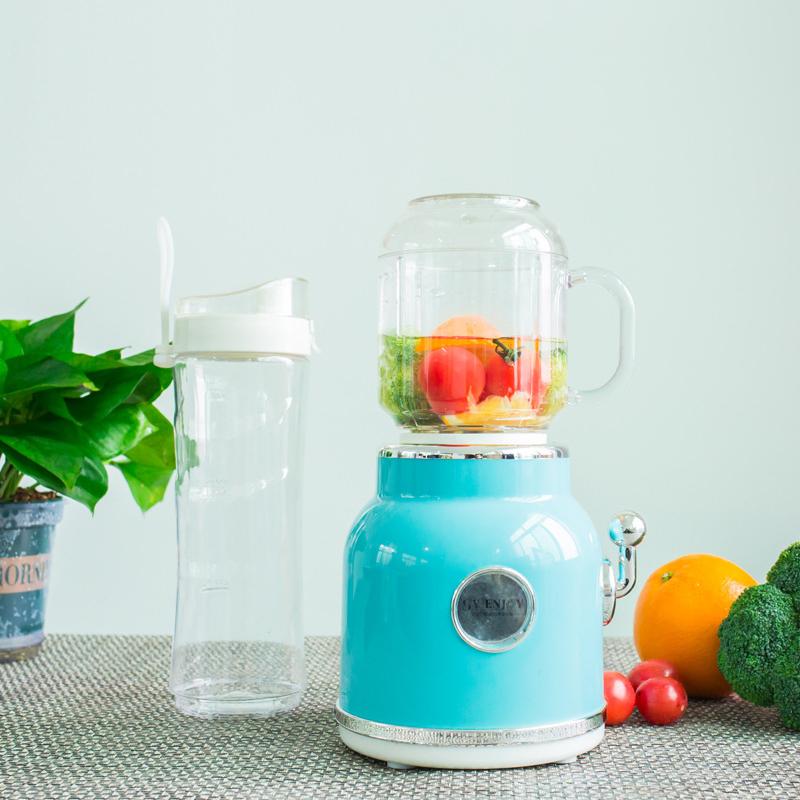 Health & Beauty PRODUCT Mini Blender met Dubbele Beker Retro Shake- en IJs Crusher Maker Aanrecht Sapblender met blauw
