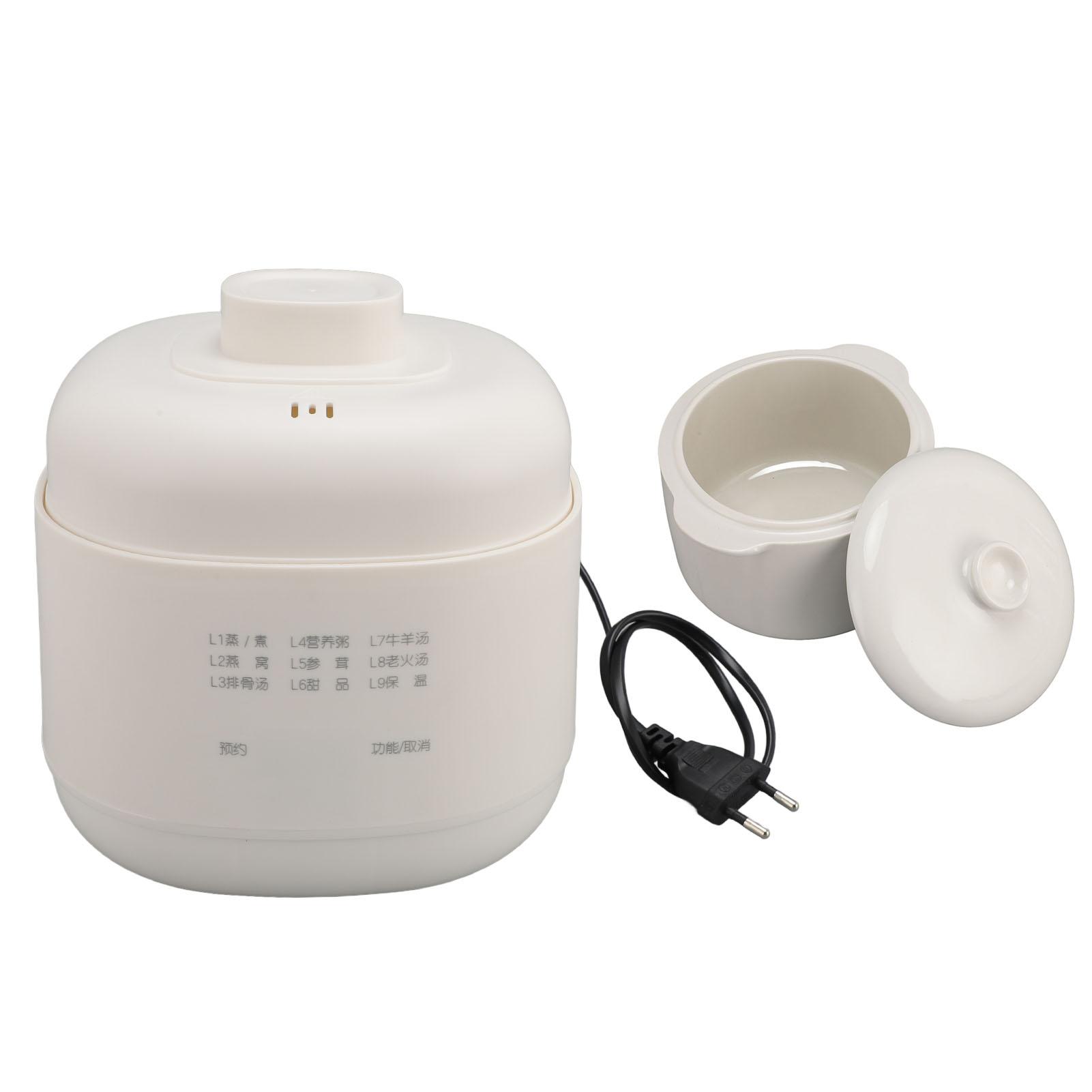 OutsideWorld Mini Elektrische Stoompan 200W 1L Keramische Soep Pap Koker Anti Droogkoken Kleine Slowcooker met L(for 6.5-9kg)