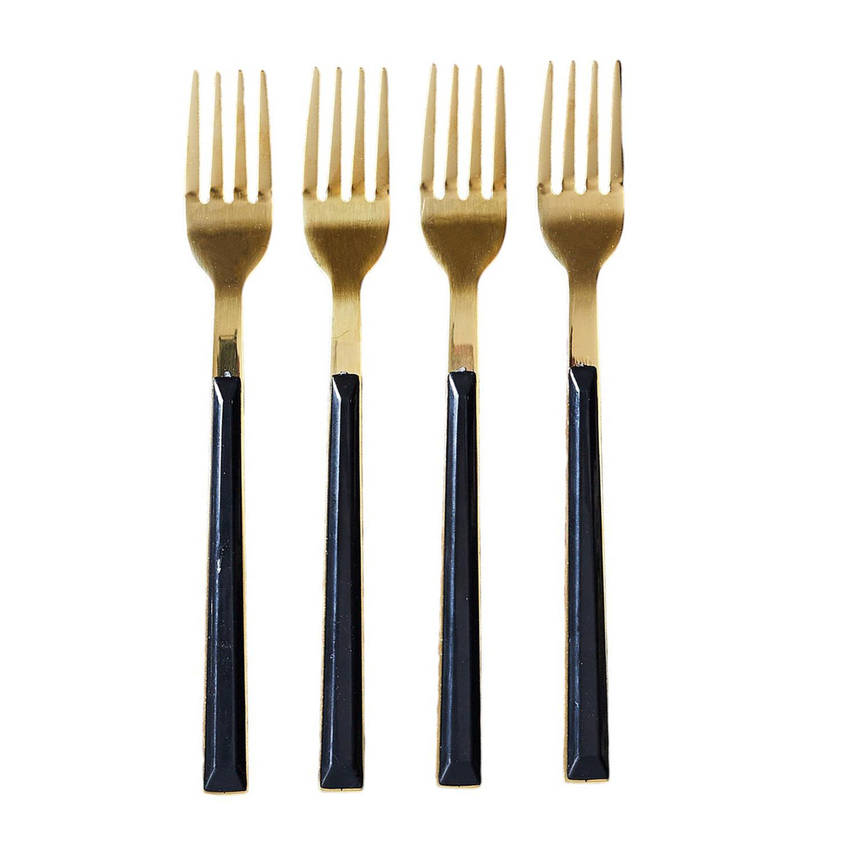 Home Deco Factory Gebaksvorkjes - 4x stuks - zwart/goud - RVS - 15 cm -