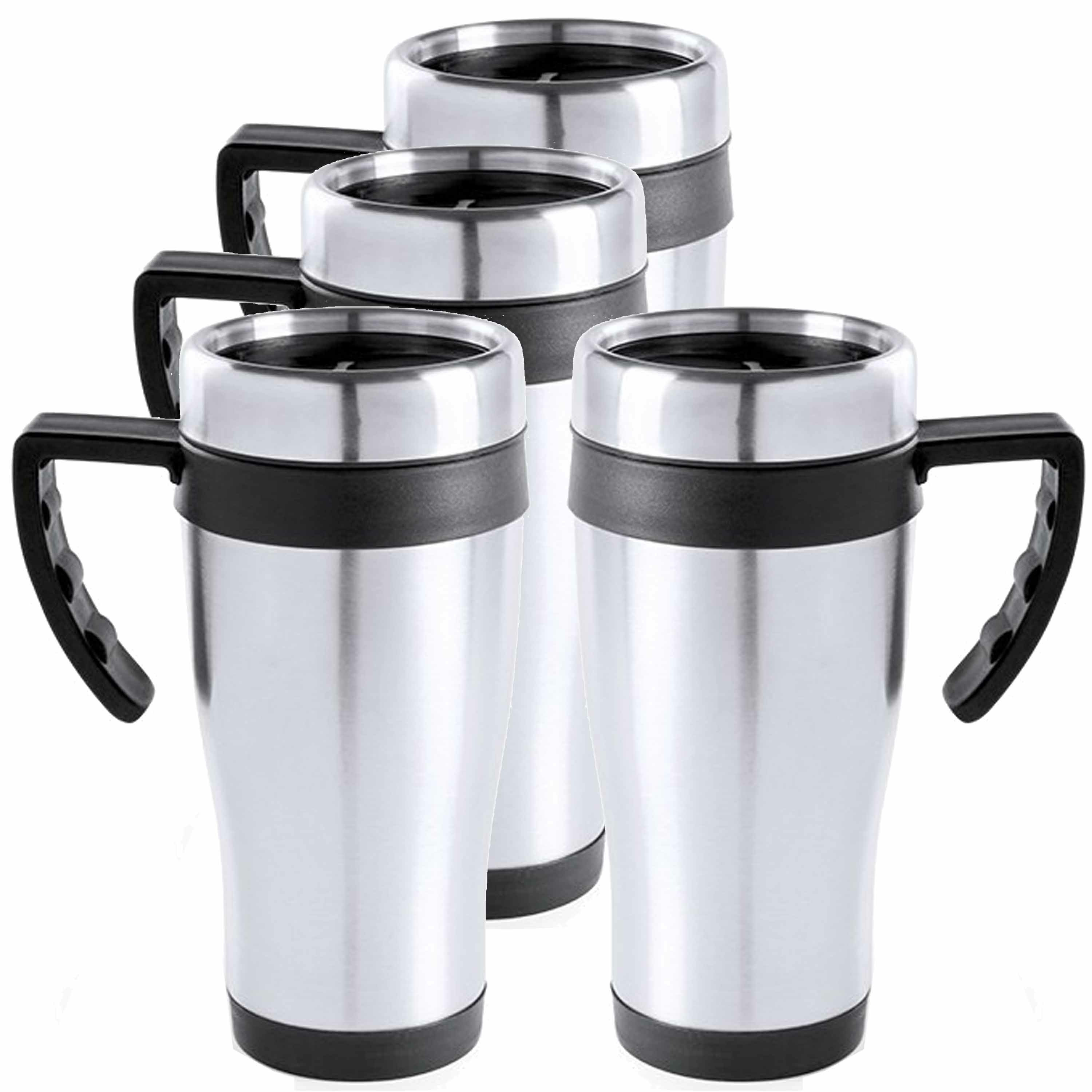 Carson 8x stuks rVS thermosbeker/warm houd beker zwart 500 ml -