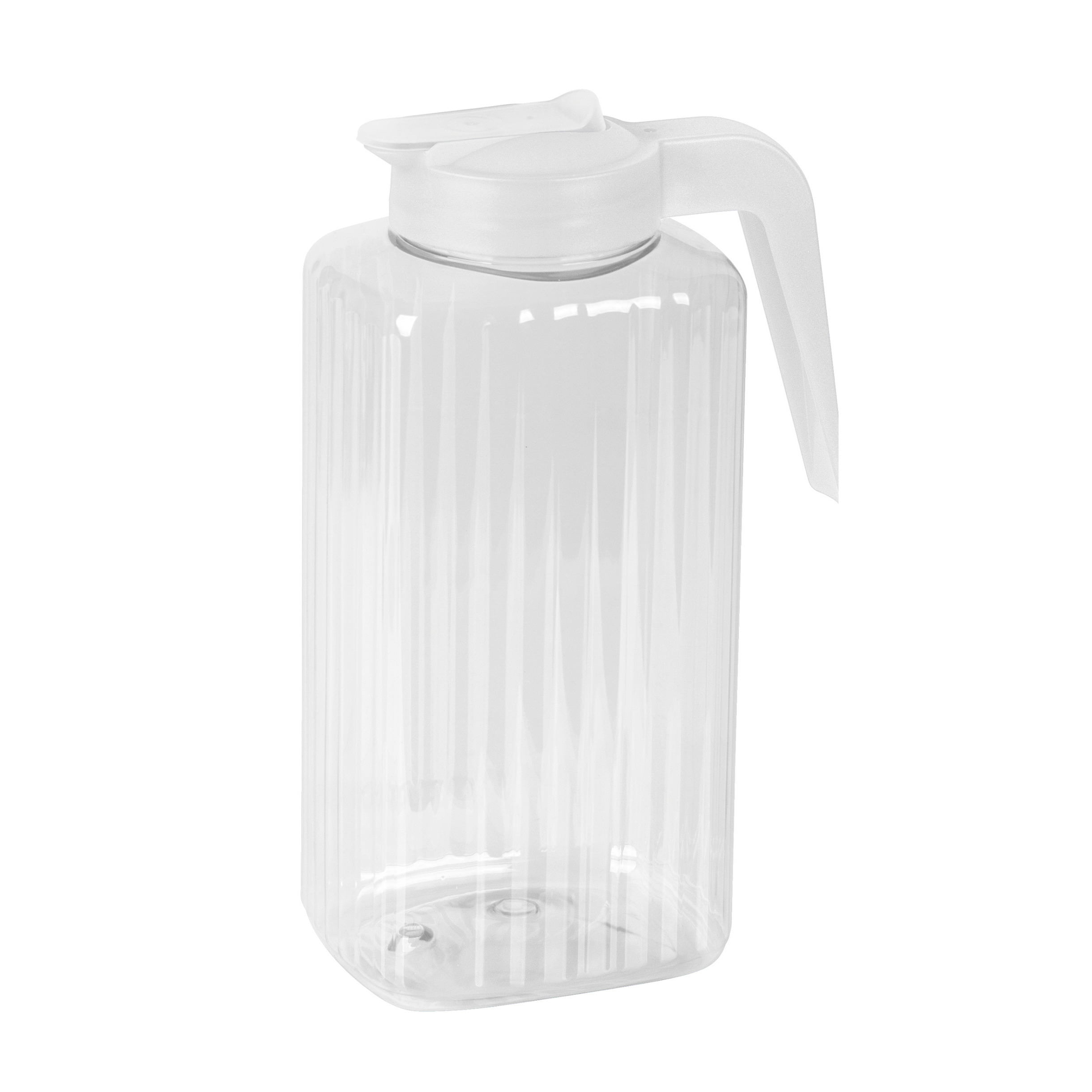 Juypal Hogar Schenkkan/waterkan met deksel - wit - 2,2 liter - kunststof - L15 x H24 cm -