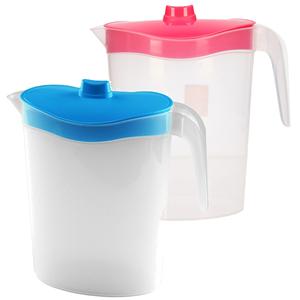 Hega Hogar Setje van 2x stuks water/sap/schenk kannen van kunststof in blauw en roze 2.5 liter inhoud -