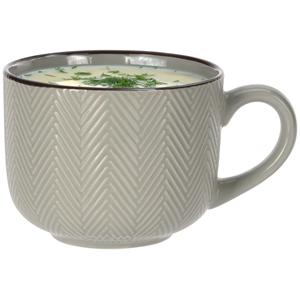 Siaki Soepkom Fishbone - lichtgroen - 12 x 9 cm - keramiek - kommetjes met oor - 560 ml -