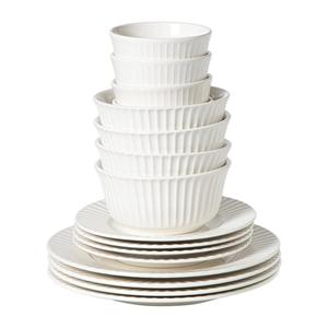 Xenos Serviesset streep - wit - 16-delig