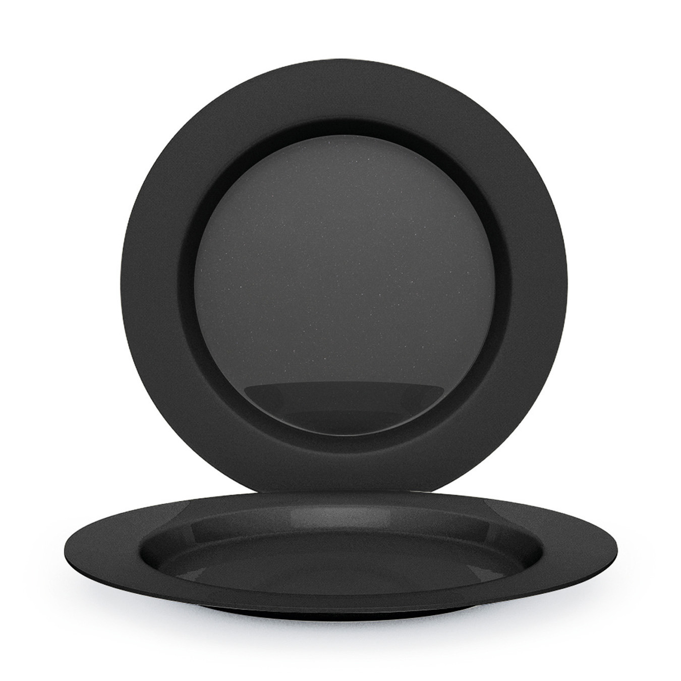 Juypal Hogar Juypal Ontbijt Bordenset - 4x - zwart - kunststof - D26 cm - herbruikbaar - BPA-vrij -