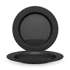 Juypal Hogar Juypal diner Borden set - 24x - zwart - kunststof - D26 cm - herbruikbaar - BPA-vrij - camping -