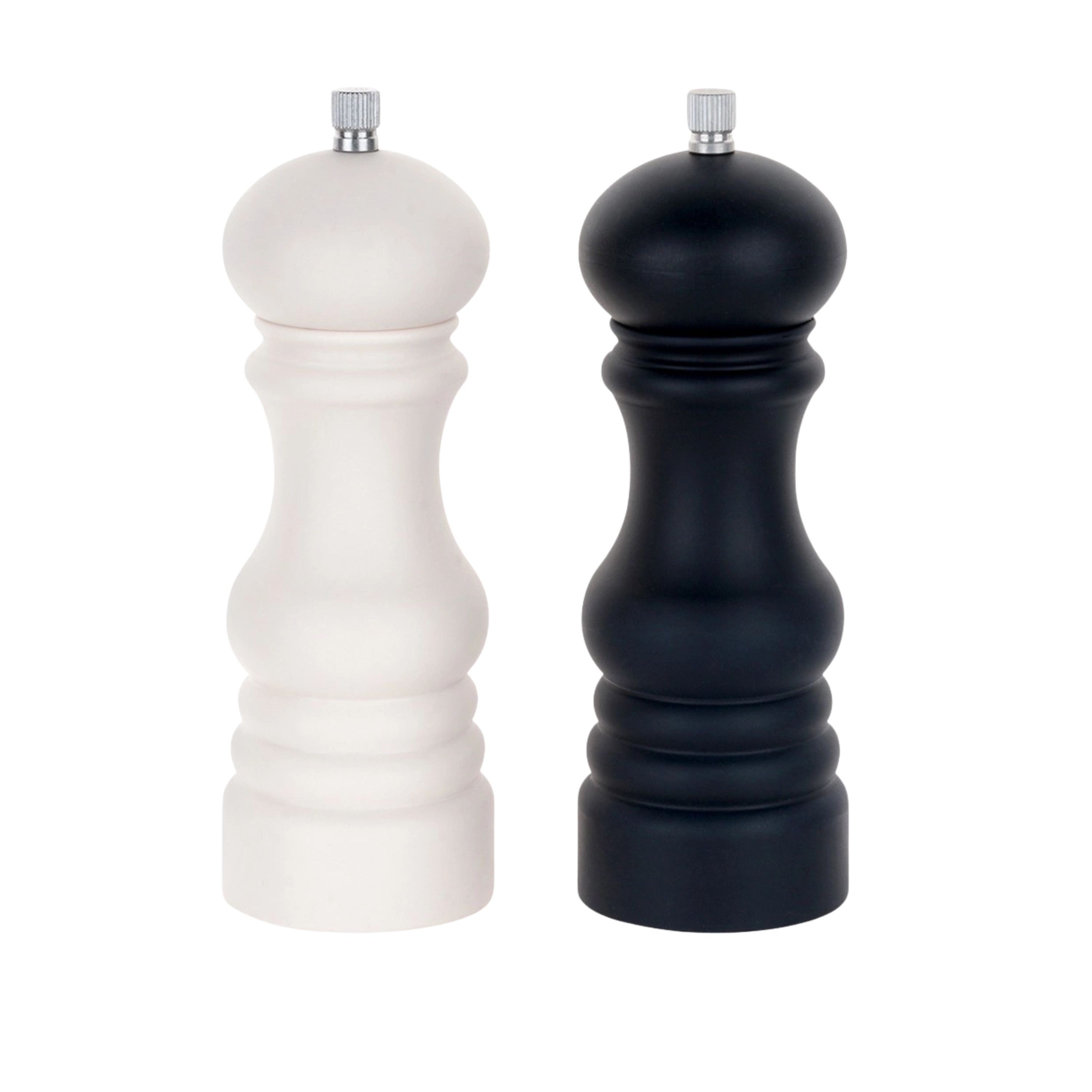 Excellent Houseware Pepermolen/zoutmolen set - kunststof - zwart/wit - 17 cm - keuken -