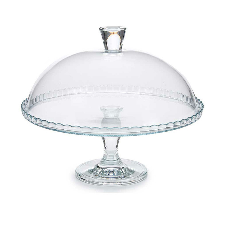 Vivalto Taartplateau - met voet - 33 x 27 cm - glas - transparant -