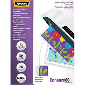 Fellowes lamineerhoes Enhance80 voorgeponst ft 228 x 303 mm, 160 micron (2 x 80 micron), pak van 100 stuk