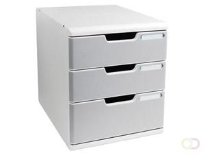 EXACOMPTA Schubladenbox MODULO A4, 3 Schübe, steingrau