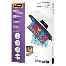 Fellowes lamineerhoes Enhance80 zelfklevend ft A3, 160 micron (2 x 80 micron), pak van 100 stuks