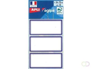 Agipa schooletiketten ft 75 x 34 mm (b x h), 24 etiketten per etui, blauwe rand