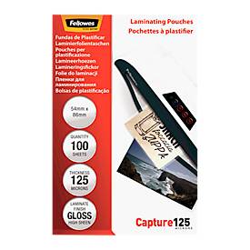 Fellowes lamineerhoes Capture125 ft 54 x 86 mm, 250 micron (2 x 125 micron), pak van 100 stuks