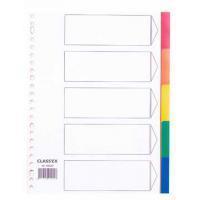Class'ex tabbladen 5 tabs, met indexblad, 23-gaatsperforatie, PP, geassorteerde kleuren