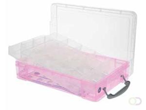 Reallyusefulboxes Really Useful Box 4 liter met 2 dividers, transparant roze