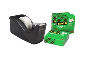 3M Plakbanddispenser C60 Zwart. incl. 4 rollen Magic tape van 19 mm × 33 m