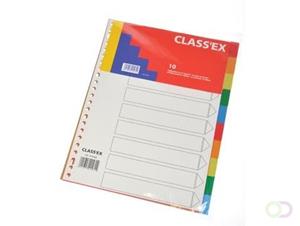 Class'ex tabbladen 10 tabs, met indexblad, 23-gaatsperforatie, PP, geassorteerde kleuren