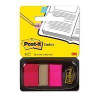 Post-it Index standaard, ft 25,4 x 43,2 mm, roze, houder met 50 tabs