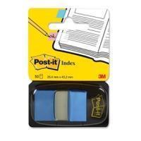 Post-it Index standaard, ft 25,4 x 43,2 mm, turkoois, houder met 50 tabs