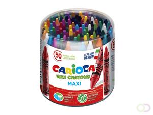 Carioca waskrijt Wax Maxi, plastic pot met 50 stuks in geassorteerde kleuren