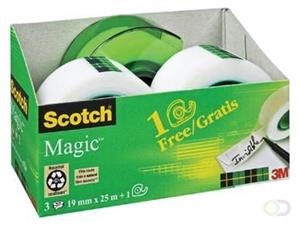 Scotch Klebeband Magic 810 Promotion, 3 Rollen Klebefilm 25m x 19mm + Handabroller gratis