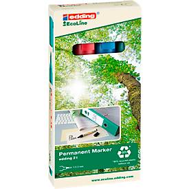 Edding Permanentmarker 21 EcoLine 4er Etui farbig sortiert 1,5-3mm Rundspitze